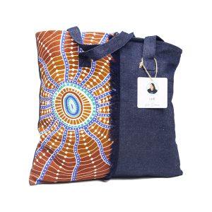 Denim Handbag with Screen Printed Panel