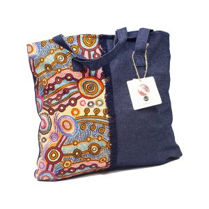 Denim Handbag with Screen Printed Panel