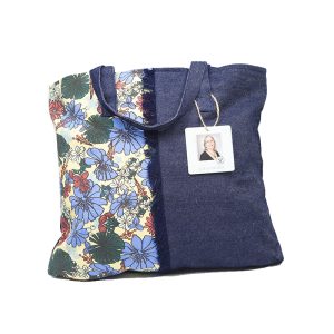 Denim Handbag with Screen Printed Panel