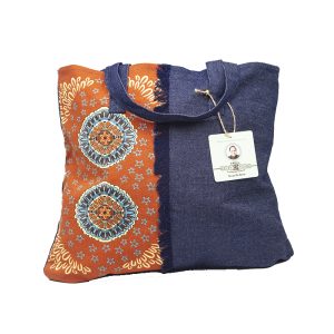 Denim Handbag with Screen Printed Panel