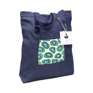 Denim Handbag with Screen Printed Pocket