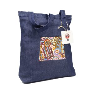 Denim Handbag with Screen Printed Pocket