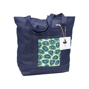 Denim Handbag with Screen Printed Pocket